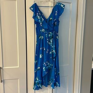 Royal blue flowered midi dress S
